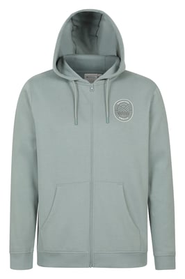 'Adventure Awaits' Men's Graphic Full Zip Hoodie Warm Cosy Casual Outdoor Layer Pale Green