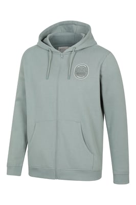'Adventure Awaits' Men's Graphic Full Zip Hoodie Warm Cosy Casual Outdoor Layer Pale Green