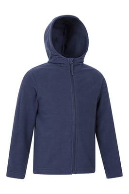 'Camber' Kids Microfleece Hoodie Quick Dry Antipill Fabric Full Zip Jumper Dark Blue