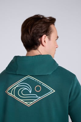 'River' Men's Hoodie Drawcord Adjustable Hood Cosy Pullover Dark Green