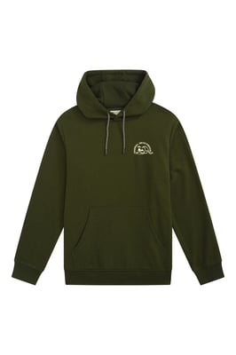 'Regional' Men's Cornwall Graphic Overhead Hoodie Drawcord Warm Cosy Pullover Khaki