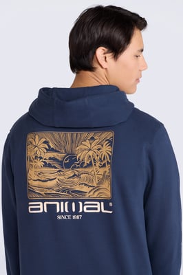 'River' Men's Hoodie Drawcord Adjustable Hood Cosy Pullover Blue/Navy