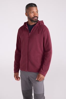 'Camber' Men's Full Zip Hoodie Adjustable Hood Warm Cosy Jumper Burgundy