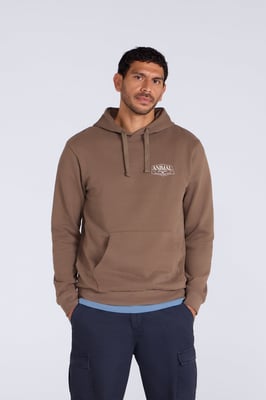 'River' Men's Hoodie Drawcord Adjustable Hood Cosy Pullover Brown