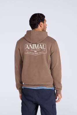 'River' Men's Hoodie Drawcord Adjustable Hood Cosy Pullover Brown