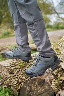 'Adventurer' Mens Waterproof Walking Shoes Mesh Lining Heel and Toe Bumpers Hiking Dark Grey