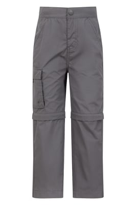 'Active' Kids Convertible Trousers Fade Resistant Outdoor Hiking Zip Off Pants Charcoal