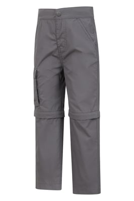 'Active' Kids Convertible Trousers Fade Resistant Outdoor Hiking Zip Off Pants Charcoal