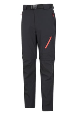 'Forest' Men's Trekking Zip Off Trousers Short 4-Way Stretch Hiking Convertible Pants Black