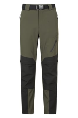 'Forest' Men's Trekking Zip Off Trousers Short 4-Way Stretch Hiking Convertible Pants Green