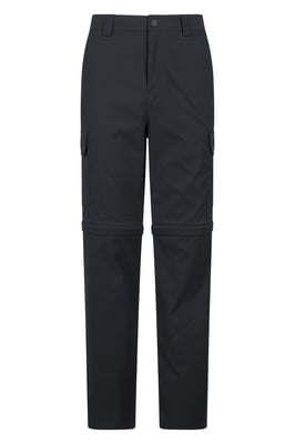 'Delta' Men's Cargo Zip-Off Trousers Quick Dry Convertible Hiking Pants Shorts Black