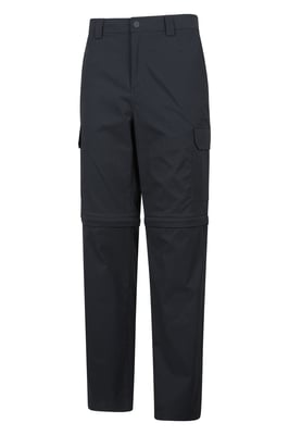 'Delta' Men's Cargo Zip-Off Trousers Quick Dry Convertible Hiking Pants Shorts Black
