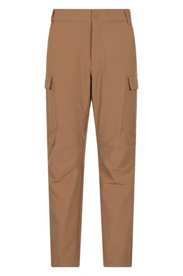 'Beacon' Men's Fleece Lined Softshell Trouser Windproof Water Resistant Pants Tan