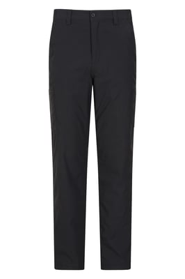 'Trek' Men's Stretch Short Trouser Lightweight Fleece Lined Quick Dry Pants Black