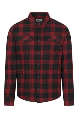 'Trace' Men's Flannel Shirt 100% Cotton Long Sleeve Everyday Casual Winter Top Dark Red