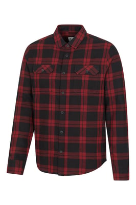 'Trace' Men's Flannel Shirt 100% Cotton Long Sleeve Everyday Casual Winter Top Dark Red