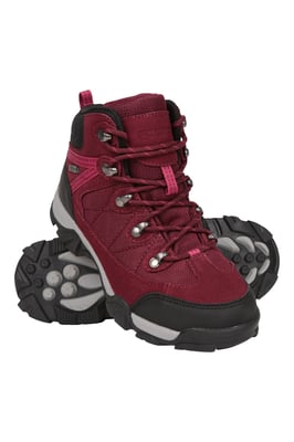 'Trail' Kids Waterproof Boots with High Traction Outsole Walking Hiking Shoes Burgundy
