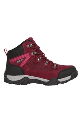 'Trail' Kids Waterproof Boots with High Traction Outsole Walking Hiking Shoes Burgundy