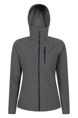 'Grid' Women's Hooded Midlayer Jacket Breathable Active Outdoor Full Zip Top Black