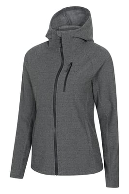 'Grid' Women's Hooded Midlayer Jacket Breathable Active Outdoor Full Zip Top Black