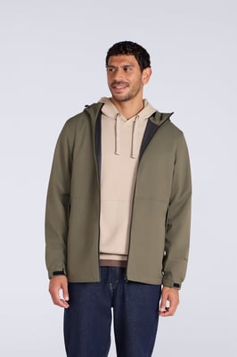 'Pace' Men's Waterproof Jacket with Adjustable Hood & Cuffs Packable Coat Forest Green