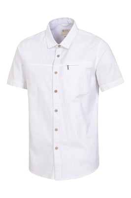 Coconut Slub Texture Men's Short Sleeve Shirt 100% Cotton Zip Chest Pocket Everyday Wear Top