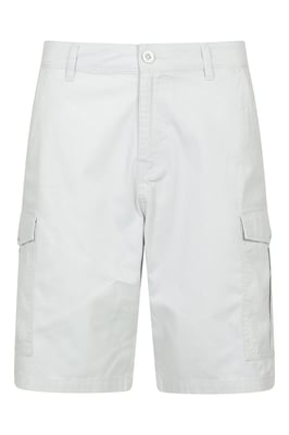 'Lakeside' Mens Twill Cotton Cargo Shorts With Multiple Pockets White