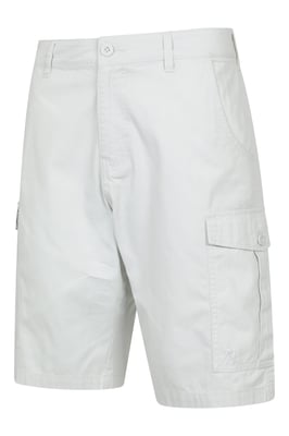 'Lakeside' Mens Twill Cotton Cargo Shorts With Multiple Pockets White