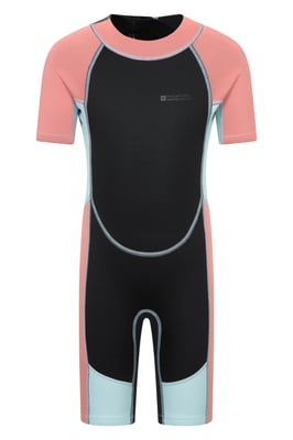 Kids Shorty Wetsuit Neoprene Fabric Flat Seams Surf Diving Swimwear Light Pink