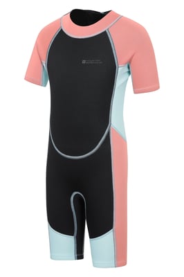 Kids Shorty Wetsuit Neoprene Fabric Flat Seams Surf Diving Swimwear Light Pink