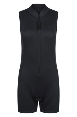 Women's Shorty Wetsuit with Pull Zip Fastening Neoprene Swimwear Black