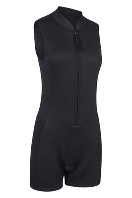 Women's Shorty Wetsuit with Pull Zip Fastening Neoprene Swimwear Black