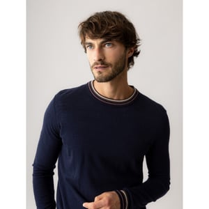 Mos Mosh 511830 469 mosmosh mmgadam contrast crew neck knit navy