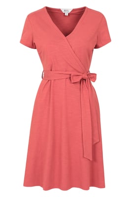 'Santorini' Women's Jersey Wrap Dress with Pockets Summer Comfy Outfit Rust