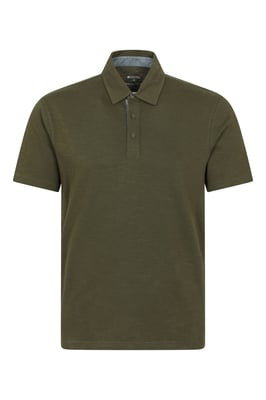 'Hasst II' Men's Polo with Button Neck Cotton Sun Protection Casual Tee Forest Green