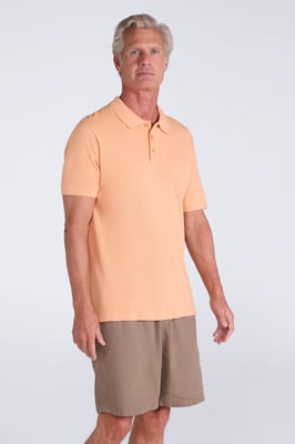 'Lakeside II' Men's Polo Shirt with Button Neck Breathable Summer Tee Coral