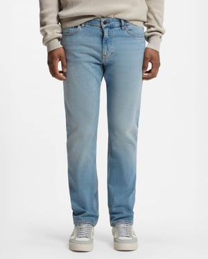 Slim Fit Logo Detail Trousers in Pale Blue