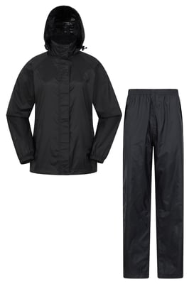 'Pakka' Women's Waterproof Jacket and Overtrouser Set Lightweight Outdoor Outfit Black