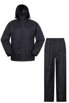 'Pakka' Men's Waterproof Jacket and Overtrouser Set Lightweight Comfy Outerwear Black