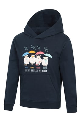 'Great British Weather' Kids Regional Hoodie Soft Warm Comfortable Casual Outdoor Top Navy