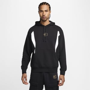 Men's Nike NSW SW AIR PO HOODY FLC BB in Black/White