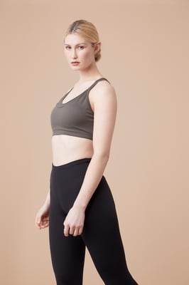 'Comfort Zone' Women's Scuba Bra Lightweight Breathable Stretchy Moisture Wick Khaki