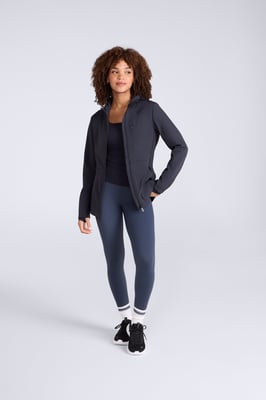 'Solstice' Women's Active Softshell Jacket Water-Resistant Lightweight Hooded Layer Black