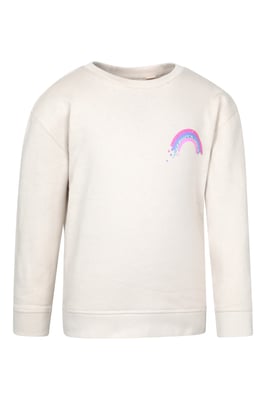 Kids Crew Neck Sweatshirt Casual Comfortable Lightweight Children's Pullover Top Cream