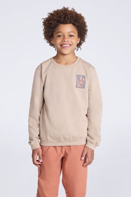 Kids Crew Neck Sweatshirt Casual Comfortable Lightweight Children's Pullover Top Olive