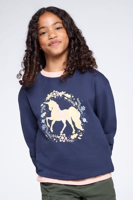 Kids Crew Neck Sweatshirt Casual Comfortable Lightweight Children's Pullover Top Dark Blue
