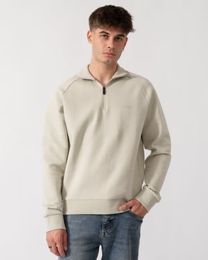 Regular Fit Long Sleeve Logo Detail Sweatshirt in Light Grey