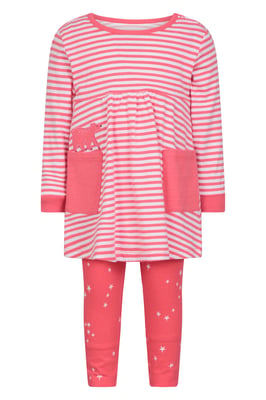 Baby Long Sleeve Dress Leggings Set Casual Lightweight Comfortable Kids Outfit Pink