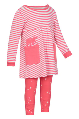 Baby Long Sleeve Dress Leggings Set Casual Lightweight Comfortable Kids Outfit Pink