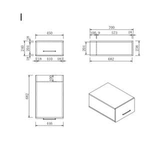 Wasophoogte ® opbergkast bovenkast zijkast module i 700(d)*450(b)*240(h) mm